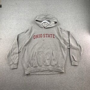 Nike Center Swoosh Hoodie Sweatshirt Ohio State Buckeyes Size XL Gray Cotton Men
